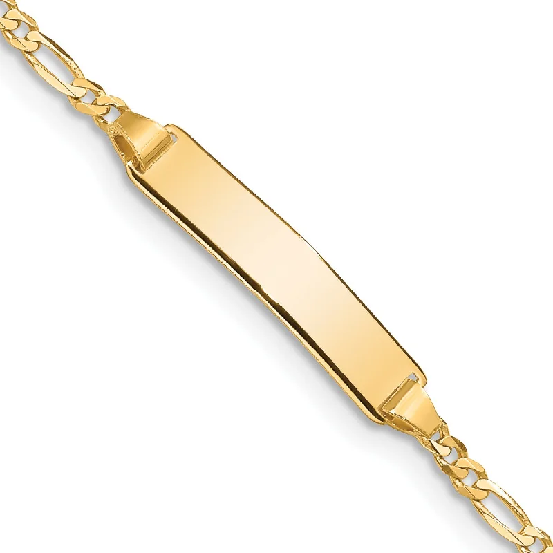 14KT Yellow Gold 7-inch 5MM Lobster Clasp Figaro ID Bracelet