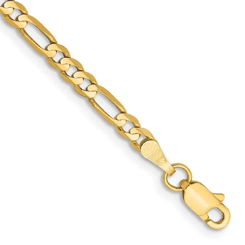 14KT Yellow Gold 7-inch 3MM Lobster Clasp Figaro Bracelet