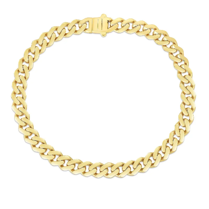 14KT Yellow Gold 8-inch 6.5MM Curb Miami Cuban Link Bracelet