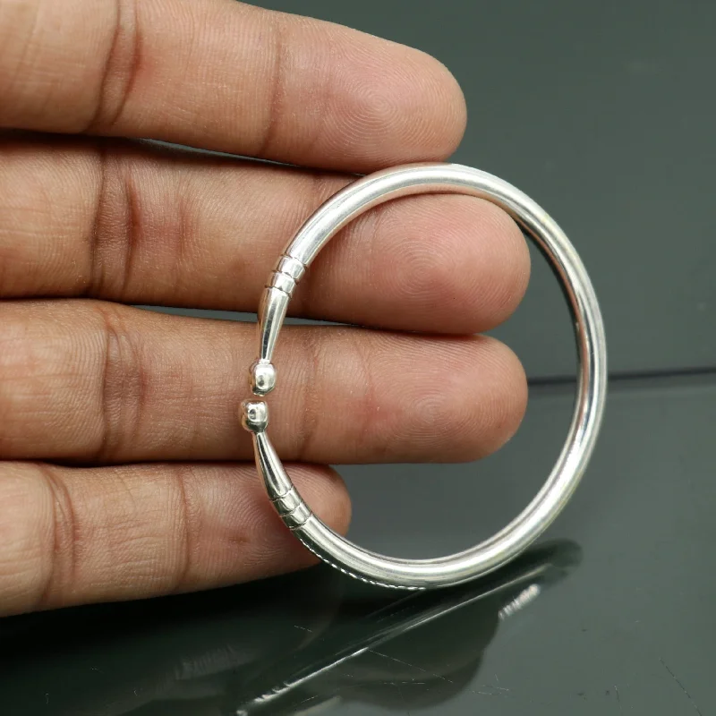 925 sterling silver exclusive plain bright design new born baby bangle kada, baby bracelet kada, best gifting adjustable kada nbbk224