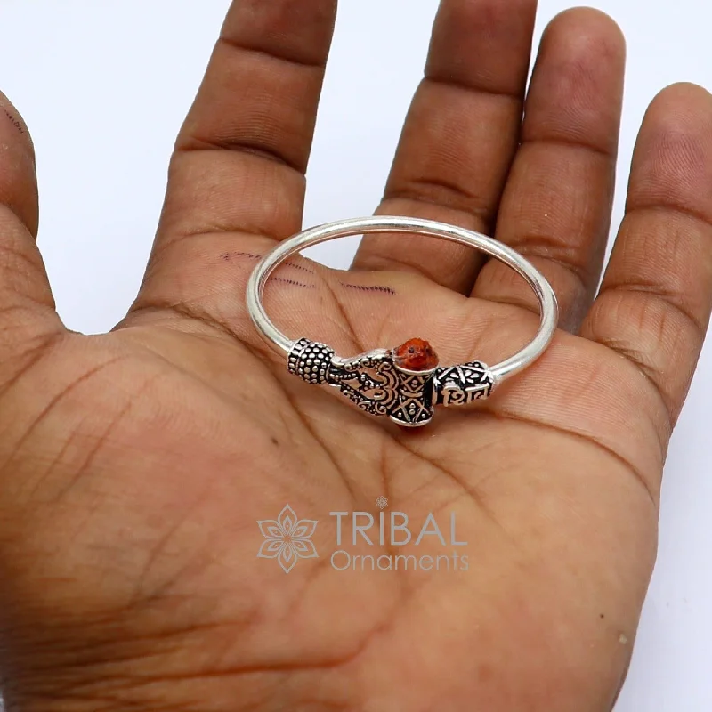 925 sterling silver Handmade gorgeous Lord shiva trident baby bangle bracelet kada, amazing Shiv kada unisex bracelet tribal jewelry nsk682