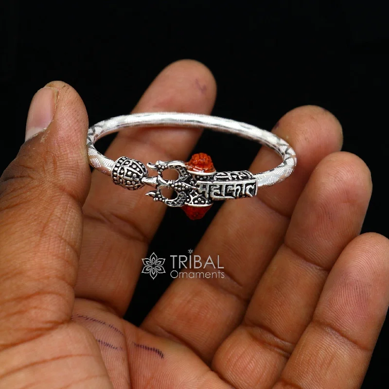 925 sterling silver Handmade gorgeous Lord shiva trident baby bangle bracelet kada, amazing Shiv kada unisex bracelet tribal jewelry nsk683