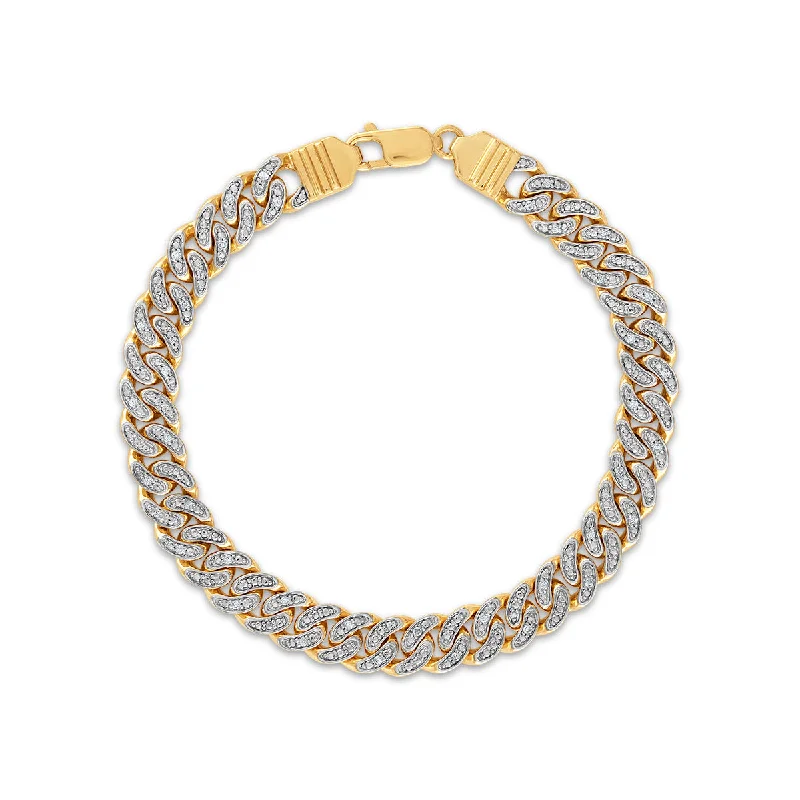 Luxe Layers 1/3 CTW Diamond Cuban Link 8.5-inch Bracelet in Yellow Gold Plated Sterling Silver