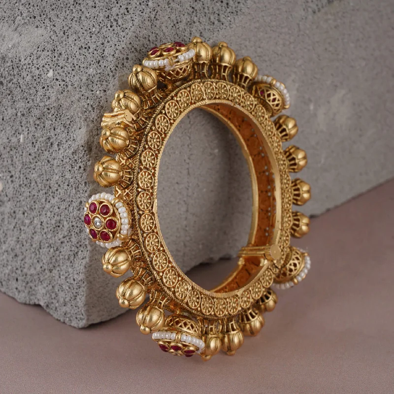 Matt gold finish stone pacheli kada Bangle