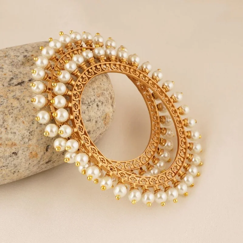 Round Pearl Gold Pacheli Bangle Set