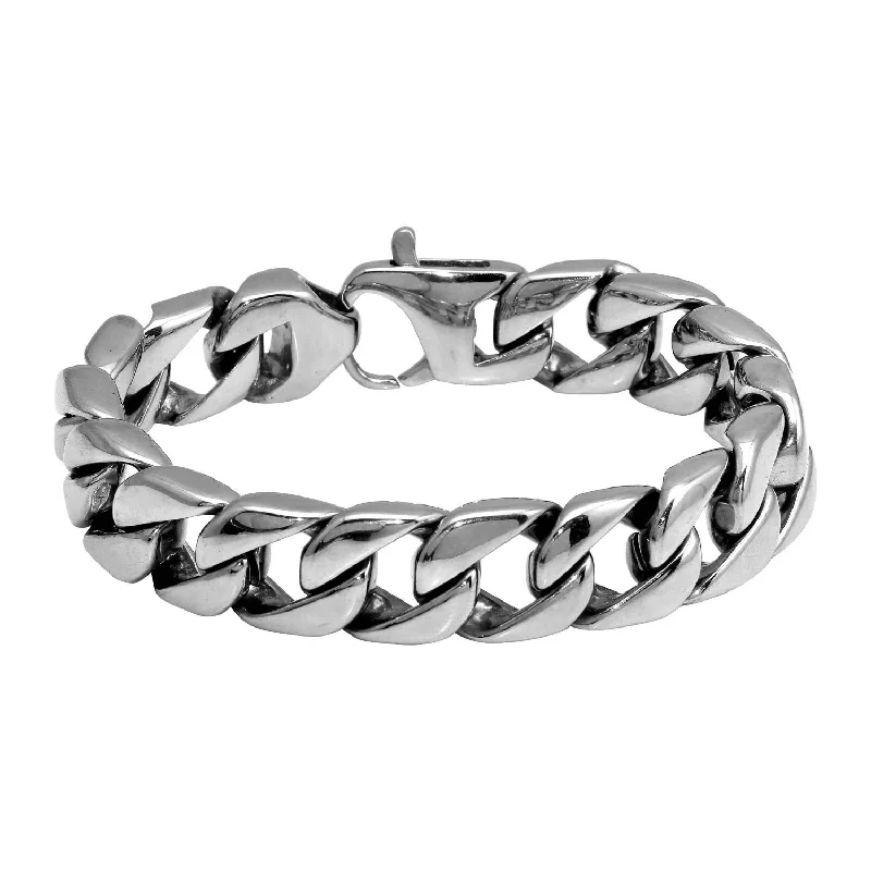 Stainless Steel 8.75-inch 15MM Curb Bracelet