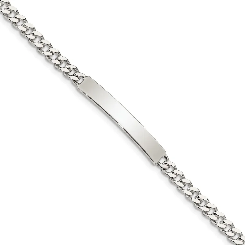 Engravable Sterling Silver 8-inch 5MM Lobster Clasp Curb ID Bracelet