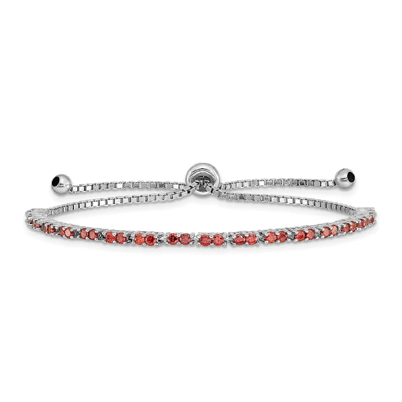 Sterling Silver Cubic Zirconia Bolo Birthstone Bracelet