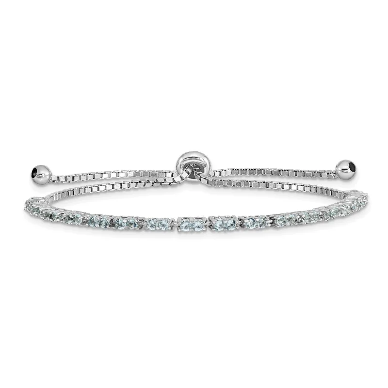 Sterling Silver Cubic Zirconia Bolo Birthstone Bracelet