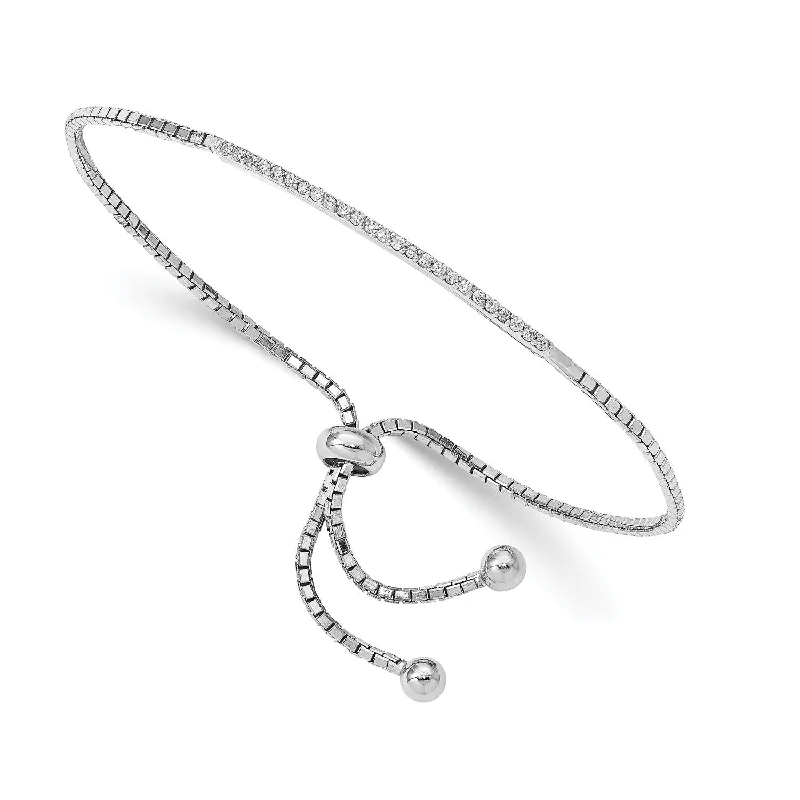 Sterling Silver Cubic Zirconia Bolo Bracelet