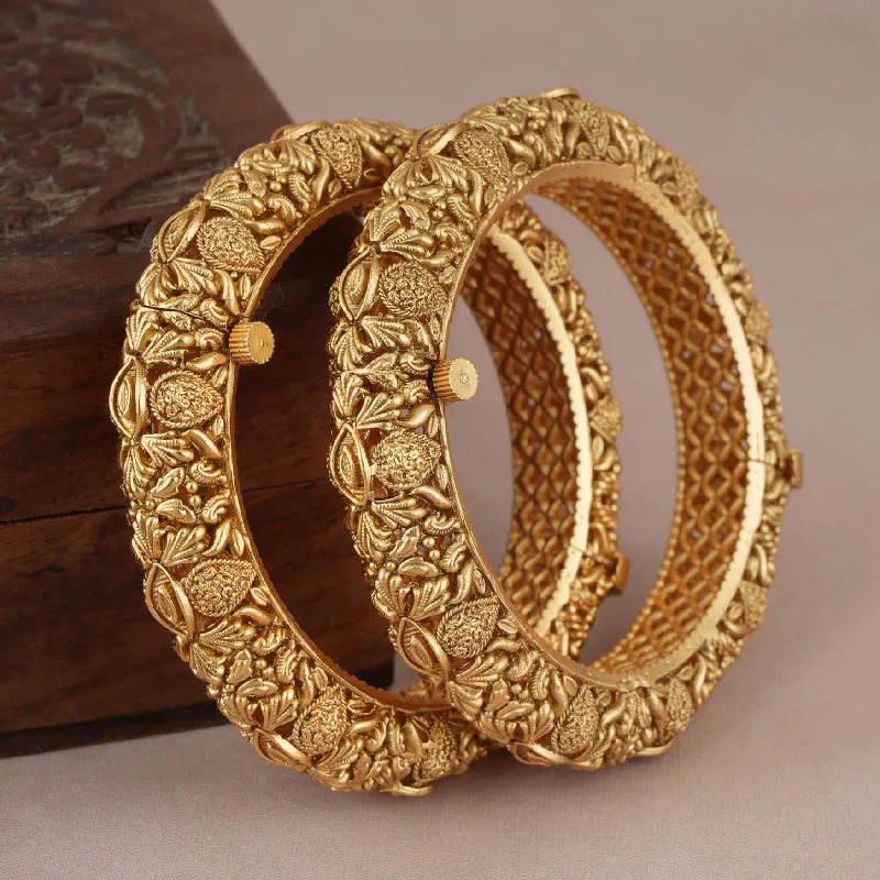 Stunning Plain Gold plated openable kada bangle set